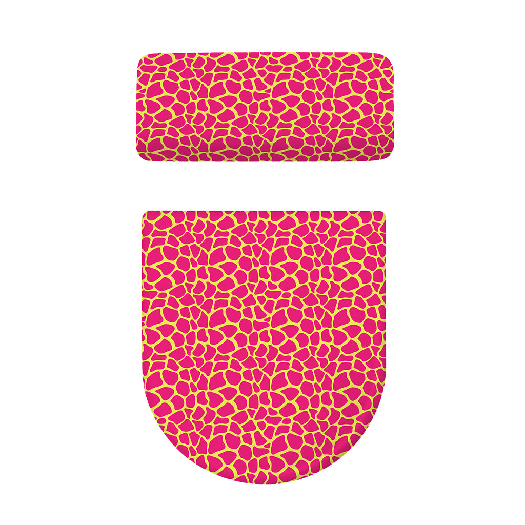 Pink And Yellow Giraffe Pattern Print Toilet Lid And Tank Cover Set
