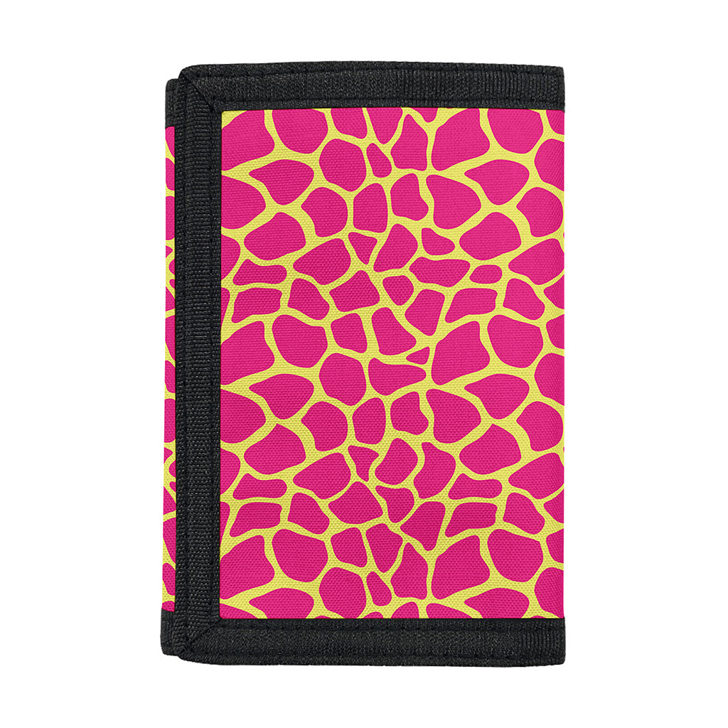 Pink And Yellow Giraffe Pattern Print Trifold Wallet