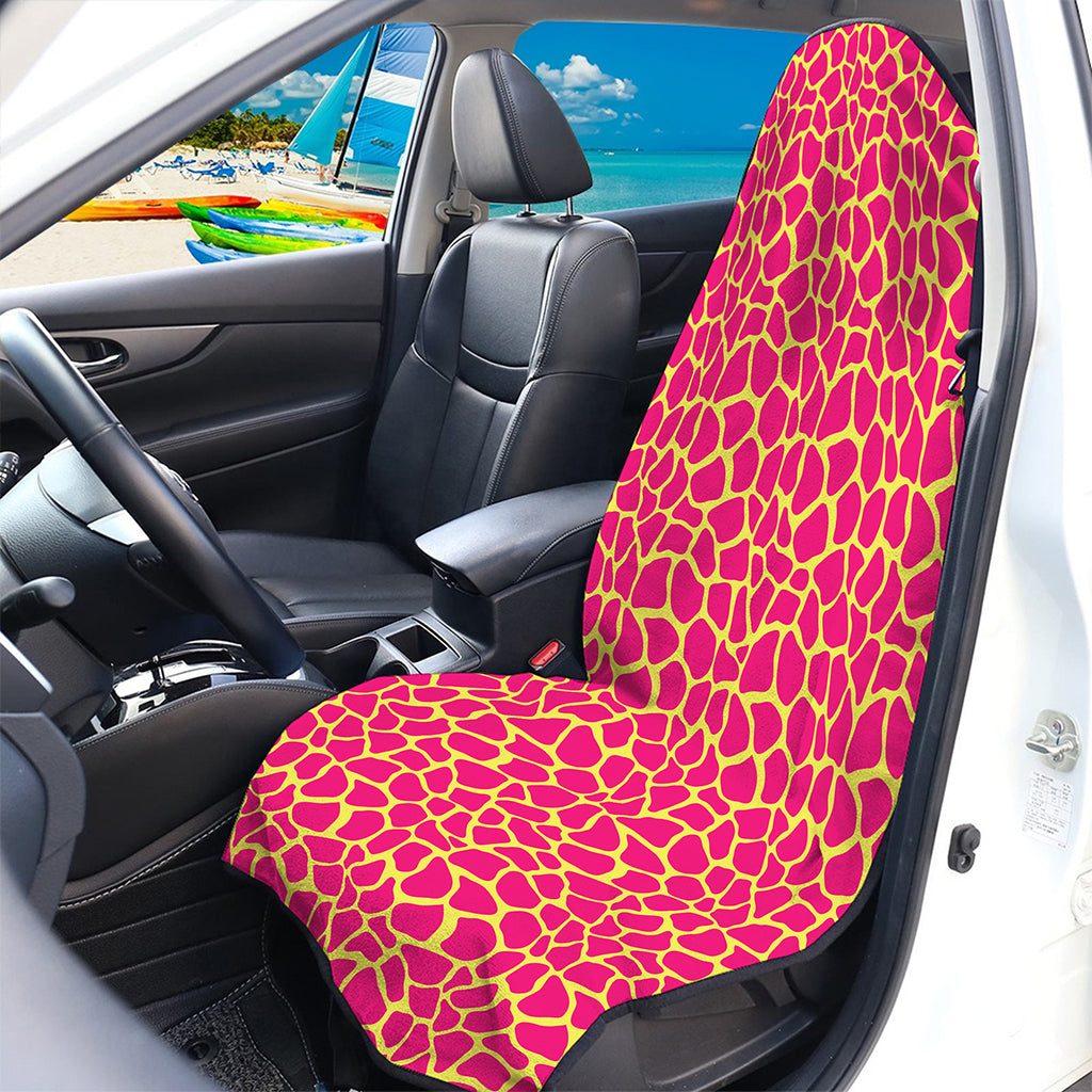 Pink And Yellow Giraffe Pattern Print Waterproof Car Seat Cover