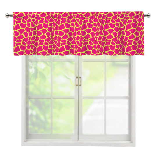 Pink And Yellow Giraffe Pattern Print Window Valance