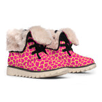 Pink And Yellow Giraffe Pattern Print Winter Boots