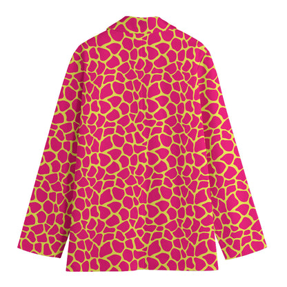 Pink And Yellow Giraffe Pattern Print Women's Blazer