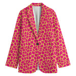 Pink And Yellow Giraffe Pattern Print Women's Cotton Blazer