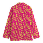 Pink And Yellow Giraffe Pattern Print Women's Cotton Blazer