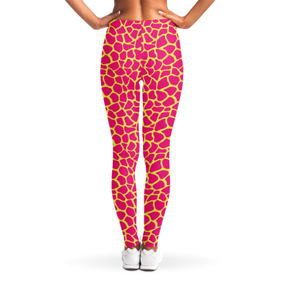 Pink And Yellow Giraffe Pattern Print Women's Leggings