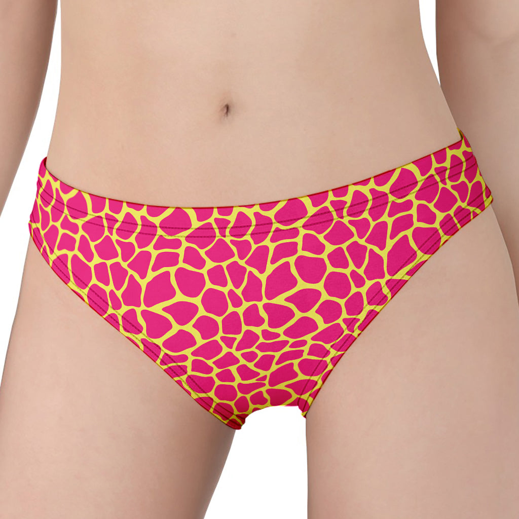 Pink And Yellow Giraffe Pattern Print Women's Panties