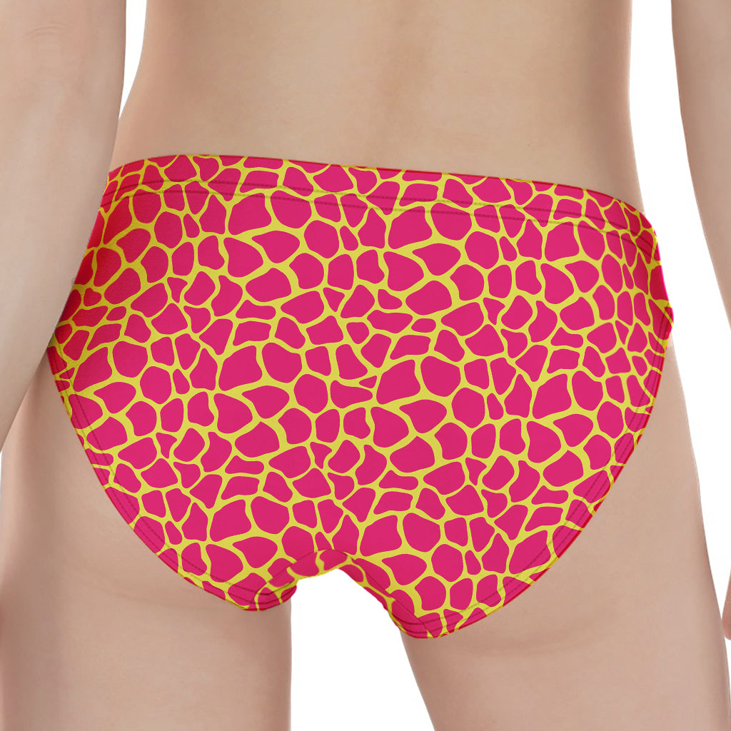 Pink And Yellow Giraffe Pattern Print Women's Panties