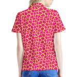 Pink And Yellow Giraffe Pattern Print Women's Polo Shirt