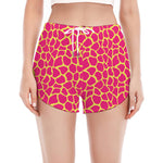 Pink And Yellow Giraffe Pattern Print Women's Split Running Shorts