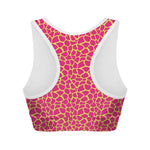 Pink And Yellow Giraffe Pattern Print Women's Sports Bra