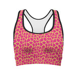 Pink And Yellow Giraffe Pattern Print Women's Sports Bra