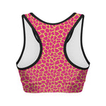 Pink And Yellow Giraffe Pattern Print Women's Sports Bra
