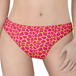 Pink And Yellow Giraffe Pattern Print Women's Thong