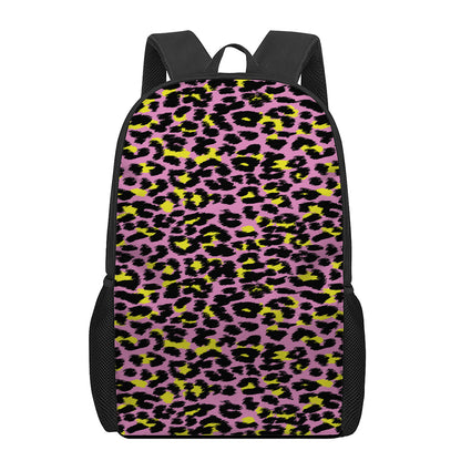 Pink And Yellow Leopard Print 17 Inch Backpack