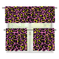 Pink And Yellow Leopard Print 3 Piece Kitchen Curtains