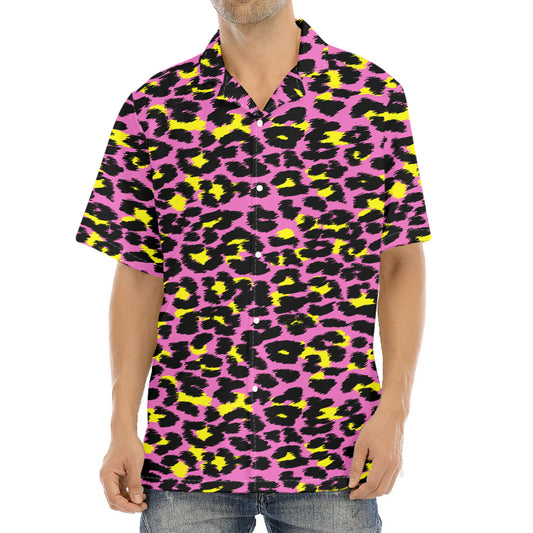 Pink And Yellow Leopard Print Aloha Shirt
