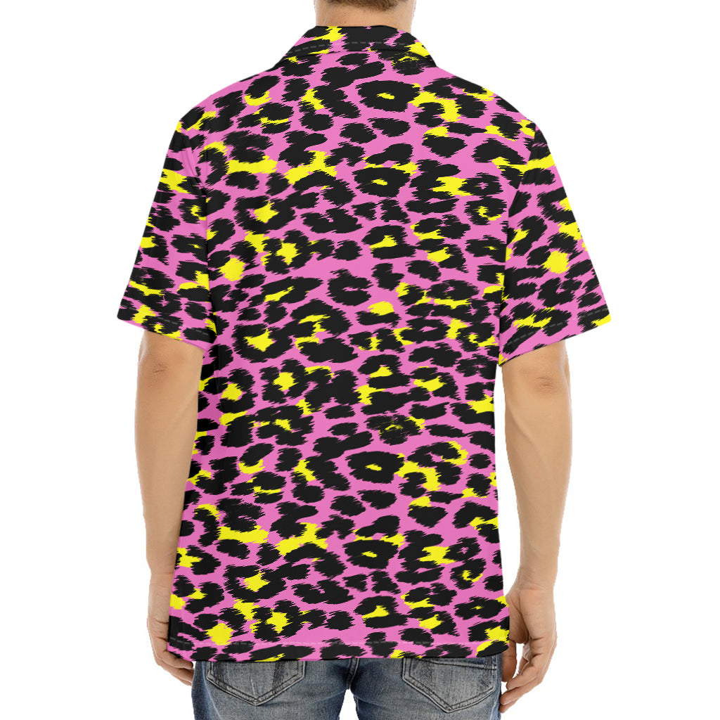 Pink And Yellow Leopard Print Aloha Shirt