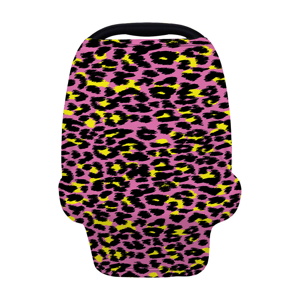 Pink And Yellow Leopard Print Baby Seat Cover