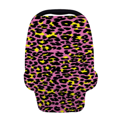 Pink And Yellow Leopard Print Baby Seat Cover