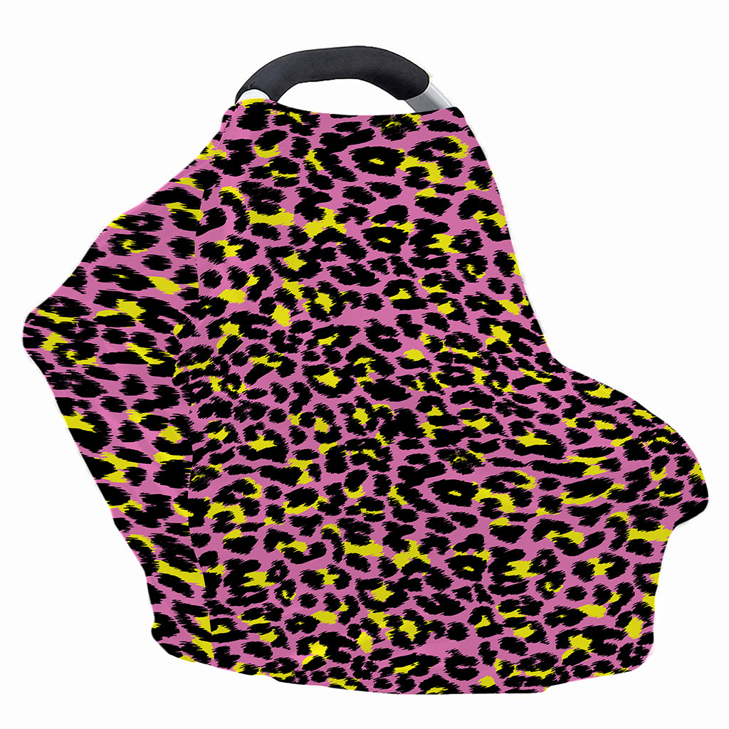 Pink And Yellow Leopard Print Baby Seat Cover