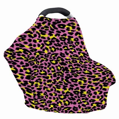 Pink And Yellow Leopard Print Baby Seat Cover