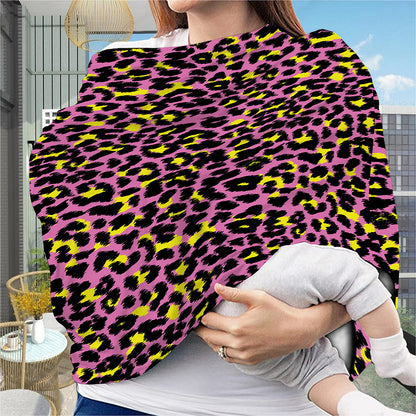 Pink And Yellow Leopard Print Baby Seat Cover