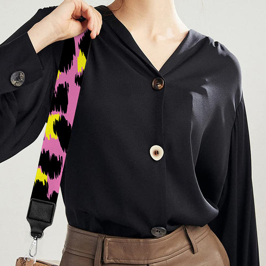 Pink And Yellow Leopard Print Bag Strap