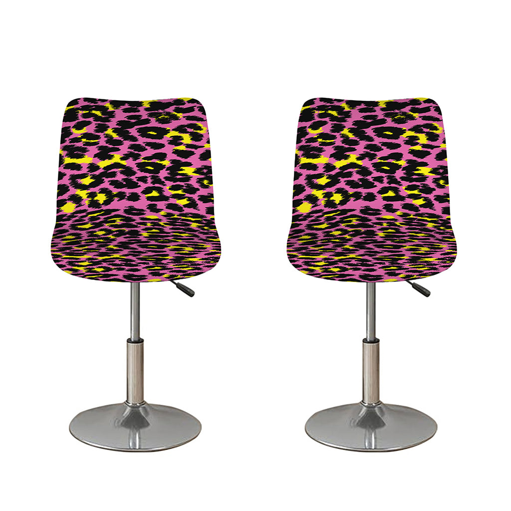 Pink And Yellow Leopard Print Bar Stool Covers