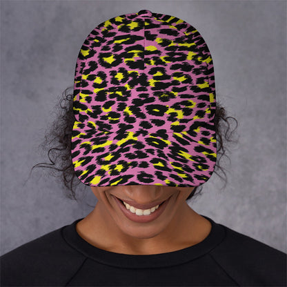 Pink And Yellow Leopard Print Baseball Cap