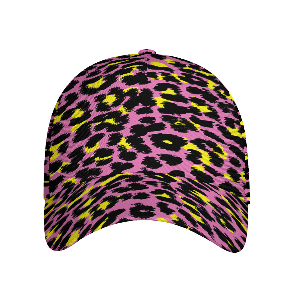 Pink And Yellow Leopard Print Baseball Cap