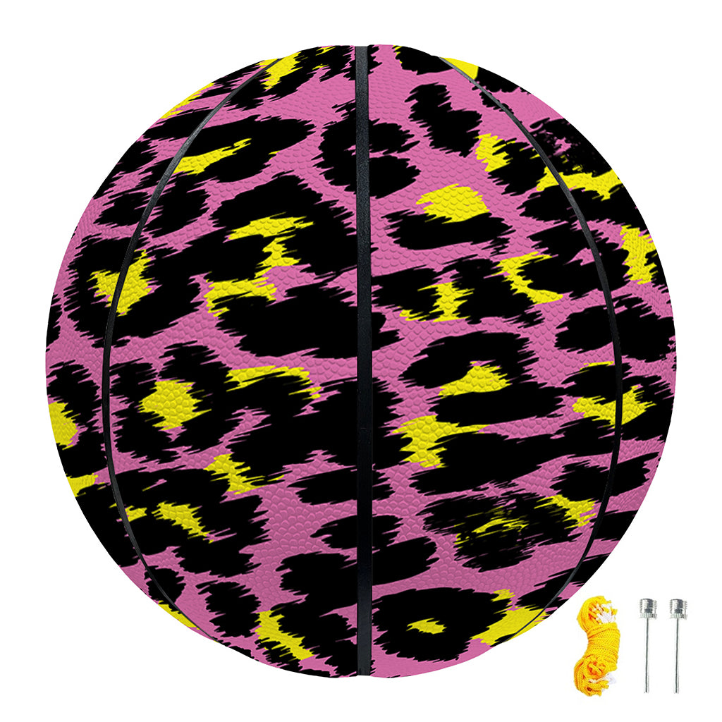 Pink And Yellow Leopard Print Basketball