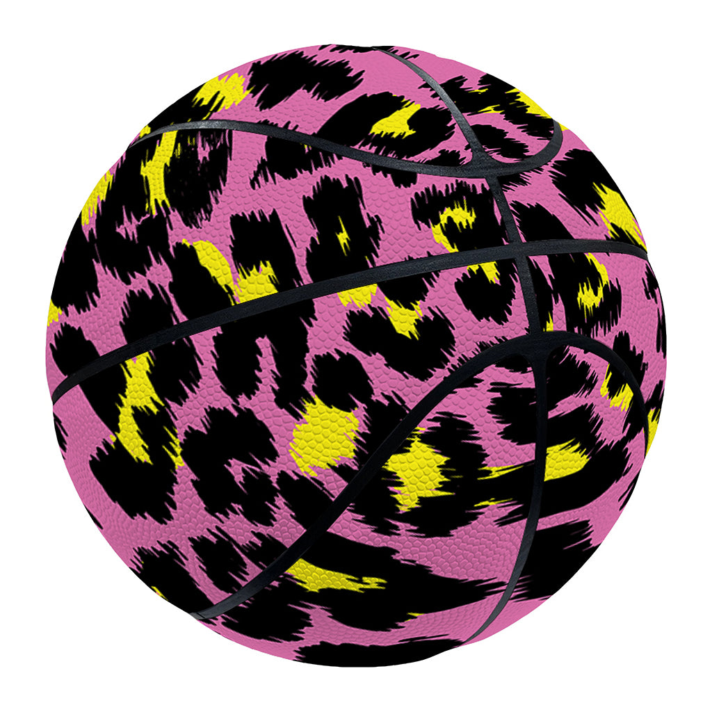 Pink And Yellow Leopard Print Basketball