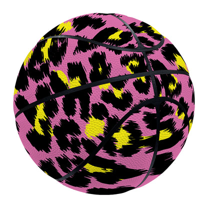 Pink And Yellow Leopard Print Basketball