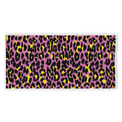 Pink And Yellow Leopard Print Beach Towel