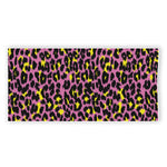 Pink And Yellow Leopard Print Beach Towel