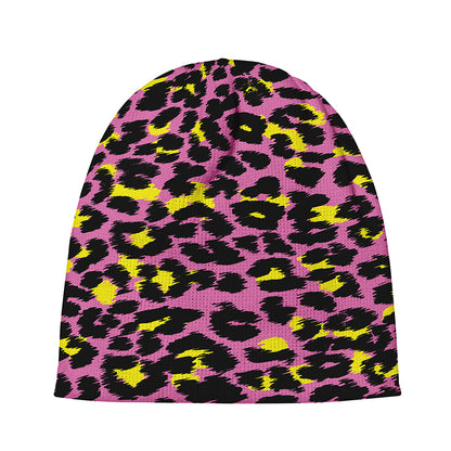 Pink And Yellow Leopard Print Beanie