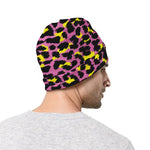 Pink And Yellow Leopard Print Beanie