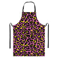 Pink And Yellow Leopard Print Bib Apron With Pocket