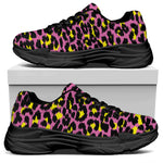 Pink And Yellow Leopard Print Black Chunky Shoes