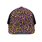 Pink And Yellow Leopard Print Black Mesh Trucker Cap