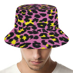 Pink And Yellow Leopard Print Bucket Hat