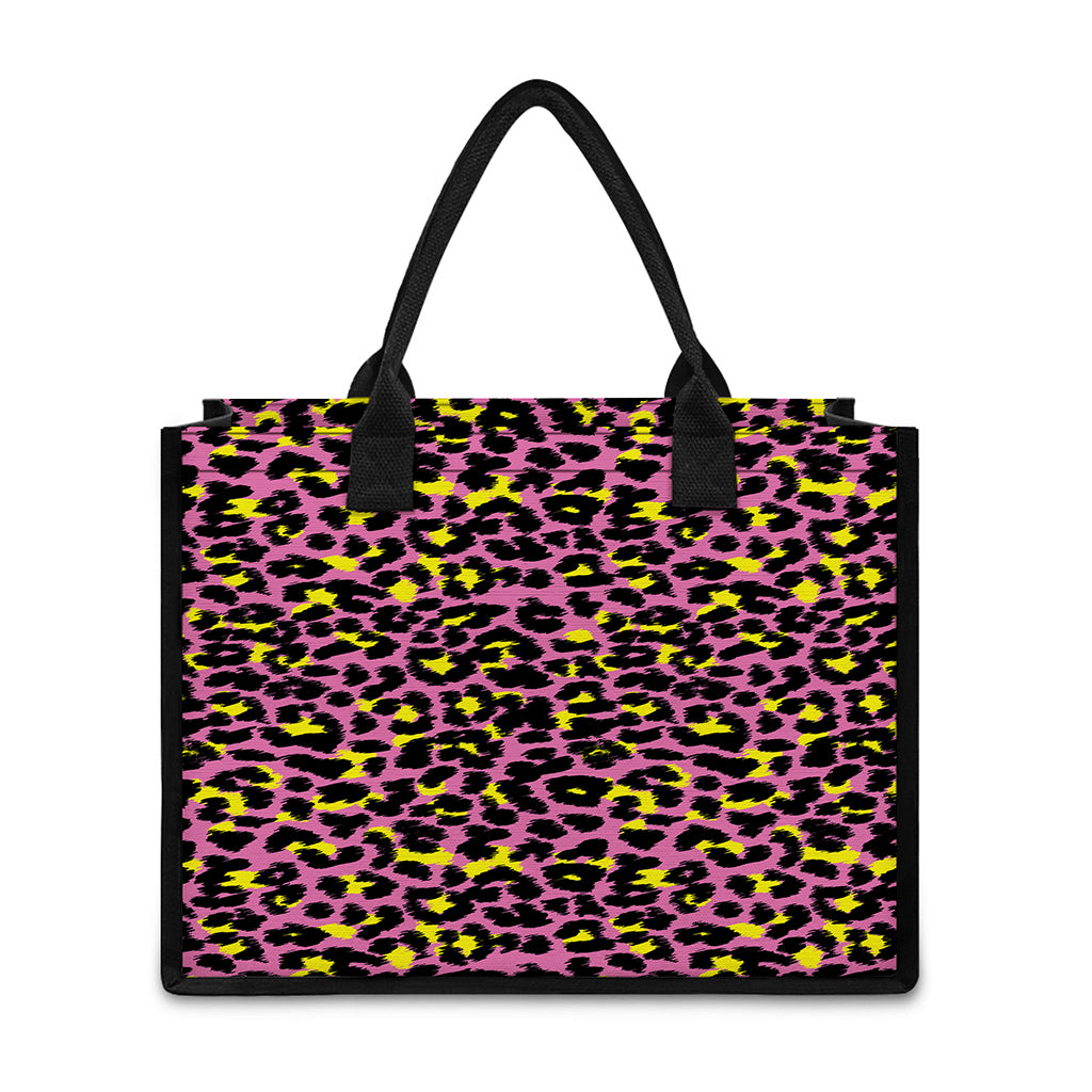Pink And Yellow Leopard Print Canvas Tote Bag