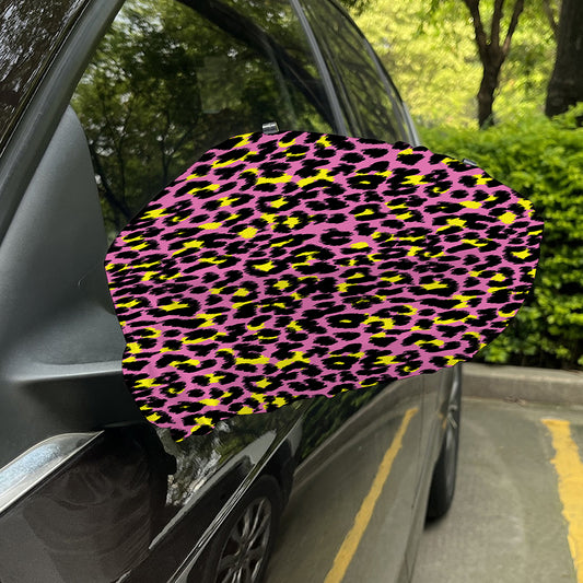 Pink And Yellow Leopard Print Car Side Mirror Covers