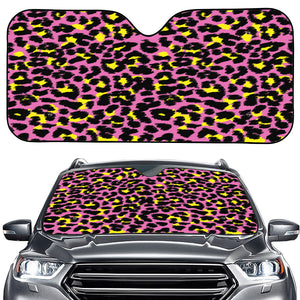 Pink And Yellow Leopard Print Car Windshield Sun Shade