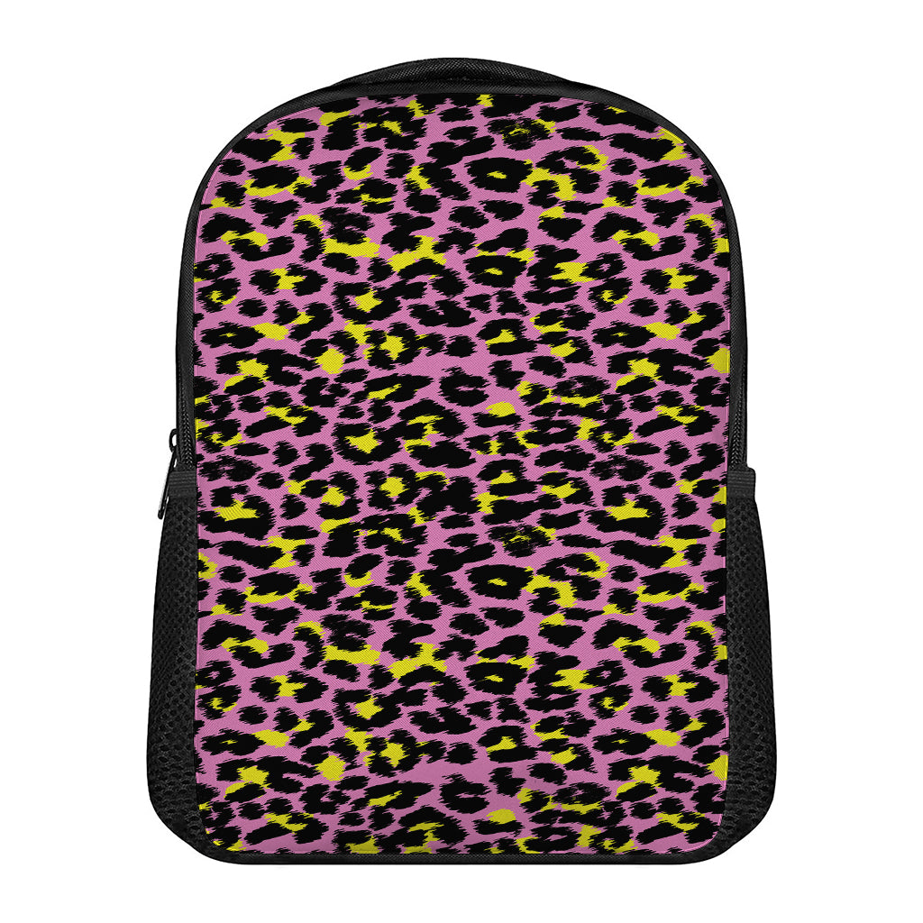 Pink And Yellow Leopard Print Casual Backpack