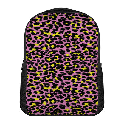 Pink And Yellow Leopard Print Casual Backpack