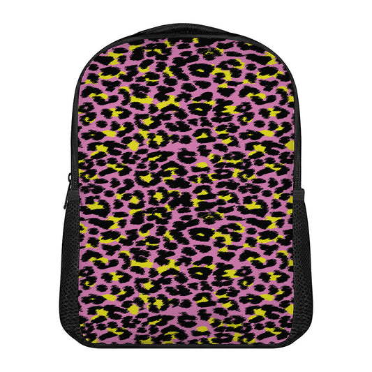 Pink And Yellow Leopard Print Casual Backpack