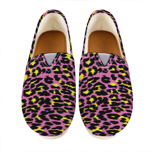 Pink And Yellow Leopard Print Casual Shoes