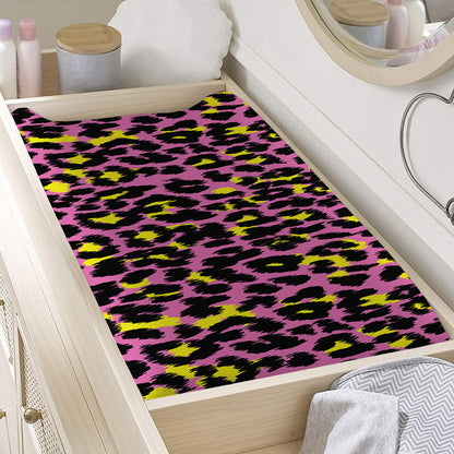 Pink And Yellow Leopard Print Changing Pad Cover