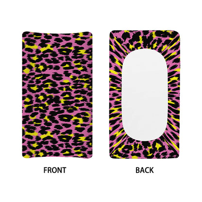 Pink And Yellow Leopard Print Changing Pad Cover
